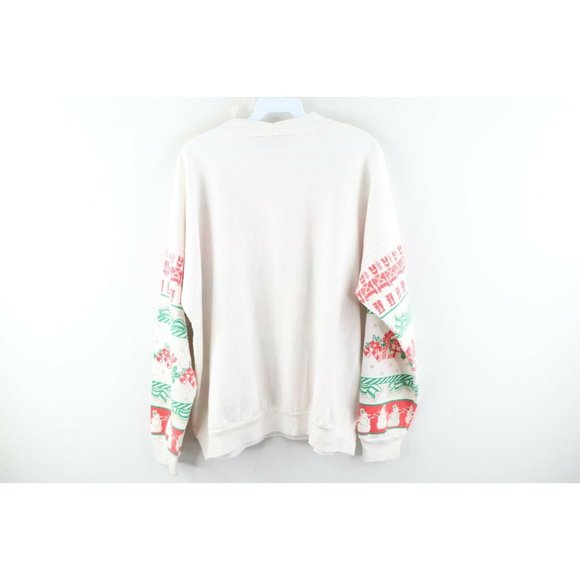 Vintage 90s Streetwear Womens 22 All Over Print Christmas Ugly Sweatshirt USA - Picture 7 of 10